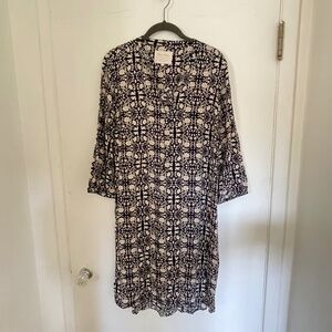 Part Two - Tunic in Navy Cream and Tan pattern